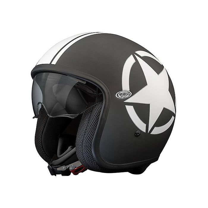 Premier VINTAGE EVO STAR 9 BM jet helmet fiber Black White Matt
